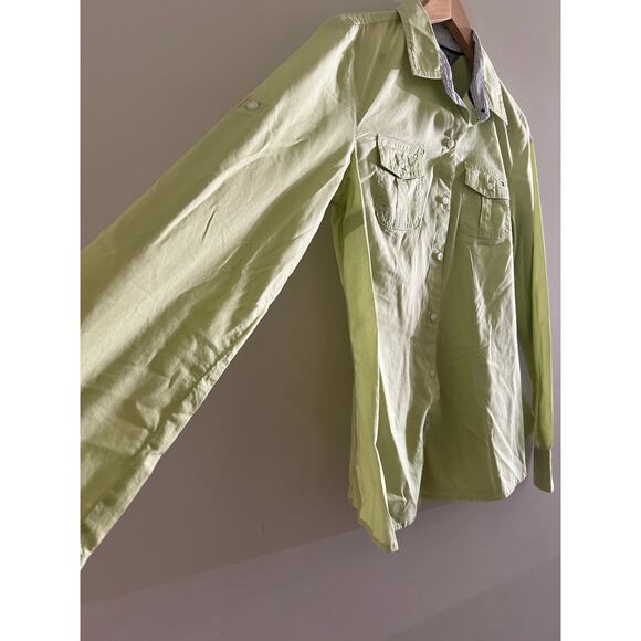 Tommy Hilfiger 100% Cotton Button Down Dress Shirt Lime Green Size Medium - Picture 4 of 8